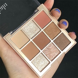 JIMYAUQIN 9-Color Nude Gold Eyeshadow Palette - Highly Pigmented, Matte & Shimmer Finishes, Long-Lasting Waterproof for Women (Cocoa Almond)