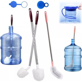 Musibo Bottle Brush, 3 Pack Long Handled Bucket Brushes with 2 Water Jug Caps, White