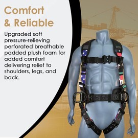 AFP Fall Protection Full-Body Premium Safety Harness, 8” Thick Support Belt, Aluminum D-Rings, Tongue Buckle (OSHA/ANSI PPE) – Fall Protection Harness, Safety Harnesses for Men Construction