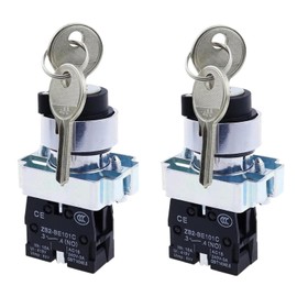 Gebildet Key Switch, 2-Position Hold, 1NO, Locking Rotary Key Switch, 10A, 440V, XB2-10Y/21 (2 Positions Hold)