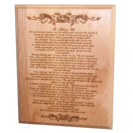 Military Wife Plaque - Laser Engraved on Alder Wood