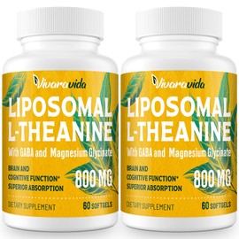 Vivaravida L-Theanine 800mg Supplement with GABA and Magnesium Glycinate - Natural Compound, Sleep and Relaxation (120 Softgels)