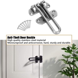 Latch Guard Clasp Front Door Locks, Durable Door Lock Security Inner Chain Bolt Swing Bar Guard Front and Inside U Swing Locks Safety Childproof Reinforcement Stopper Kids Hotel Apartment (Silver)
