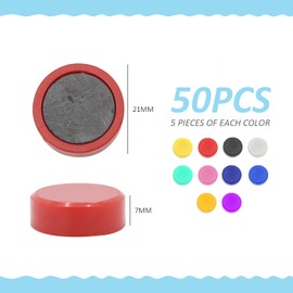 Pack of 50 Colourful Magnets, Colourful Magnetic Boards, Decorative Magnets, Colourful Whiteboard Magnets, Strong Mini Magnets, Fridge Magnets, Non Nylon Tape