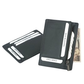 Modest Joy Radio Wave Blocking Card Case, Credit Card Case, Anti-Skimming, Magnetic Protection, RFID, Stylish, Simple, Ultra-Thin, Genuine Leather, Carbon Fiber, Commuter Pass Slim, Black