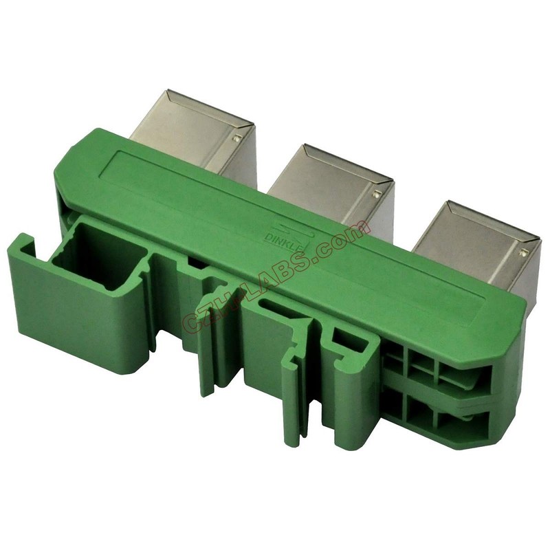 Electronics-Salon Slim DIN Rail Mount RJ45 8P8C 3 Jacks Splitter