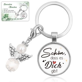 Gifts for Women, Girlfriend, Birthday Gift for Women, Guardian Angel Key Ring, Best Friend Gifts, Small Gifts for Women, Girlfriend, Mother's Day, Mum - Schön dass es Dich gibt, a