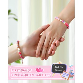PINKDODO Back to School First Day of Kindergarten Bracelet Mommy and Me First Day of School Bracelets Mom and Daughter Back to School Gifts for Girls Kids