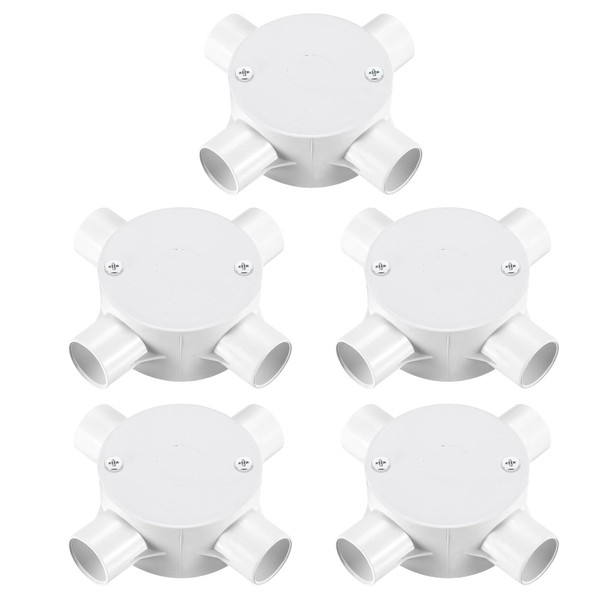 sourcing map 5Pcs PVC Conduit Box Junction Box 4 Way