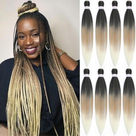Alrence Pre Stretched Braiding Hair Long Braid 30 Inch 8 Packs Professional Braiding Hair Extensions Synthetic Crochet Twist Braids (30 Inch,1B/27/613)