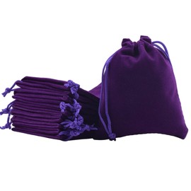 FAVORTALK 10pcs Velvet Drawstring Bags, 10x15 cm Lavender Velevet Jewellery Pouches for Gifts, Party Favors, Purple