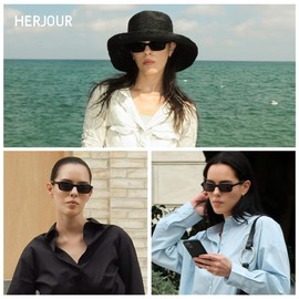 HERJOUR Trendy Rectangle Sunglasses for Women Men Retro 90s Narrow Sunnies AR82268