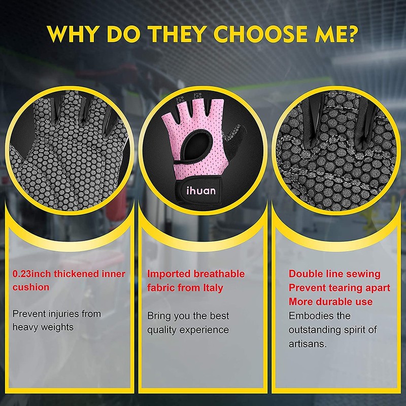ihuan Breathable Weight Lifting Gloves: Fingerless Workout Gym | Wrist