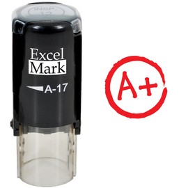 Grade A Plus - ExcelMark Self-Inking Round Teacher Stamp - Red Ink