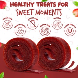 Fruit Roll Ups Healthy Snacks for Kids and Adults Vegan non-GMO no Added Sugar Natural Strawberry Fruit Strips for School and Lunch [16 Count]