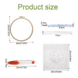 Punch Needle Kit for Beginners, DIY Punch Needle Kits Cross Stitch Kits for Kids, Embroidery Starter Set with Hoop Punchs Needles Instructions Cartoon Highland Cow with Daisy Flower 20x20cm