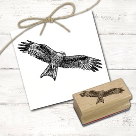 Dekolando Motif Stamp Red Kite Flying – Stamp Bird Milan Wooden Stamp – Imprint 58 x 28 mm