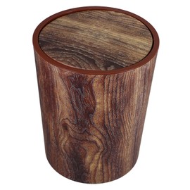 ULTECHNOVO Garbage Can Bathroom Waste Baskets Trash Cans for Bathroom Living Room Trash Can Desktop Trash Can with Lid Desktop Rotating Trash Can Trash Can Bathroom Light Brown Plastic