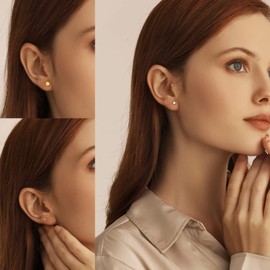 LYLYMIMI Huggie Women's Earrings 14k Gold Plated Low Allergy Micro CZ Ball Perforated Cartilage Earrings Earnail Set