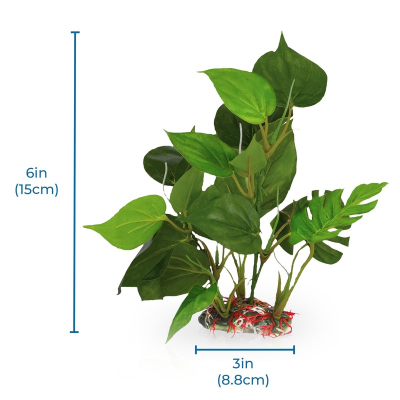SunGrow Plastic Leaf Plant, Heavy-Duty Ceramic Base, Hiding Spot for
