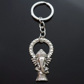Unbranded Ganesha Buddha Elephant Pendants Steel Silver Keychain 50x28mm Gift