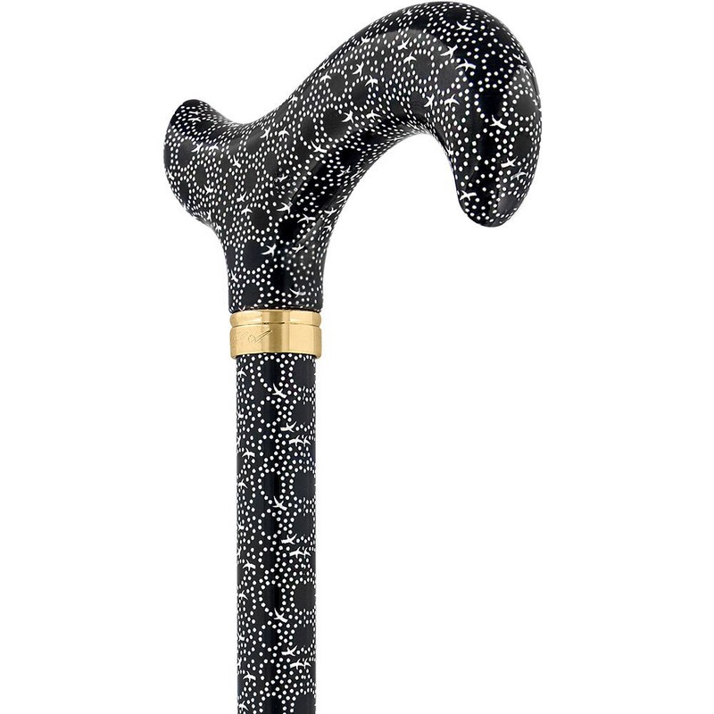 Midnight Rain Adjustable Designer Derby Walking Cane with Engraved Collar