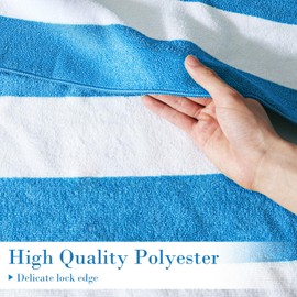 Whale Flotilla Microfibre Large Quick Dry Beach Towel, Sand Free Bath Travel Pool Towel Lightweight and Absorbent, Striped, Blue, 76 x 152 cm