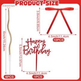 Schleifen-Kuchenaufsatz, Mini-Schleifen zum Basteln (rot)