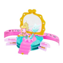 GALUPY Mermaid Beauty Salon - Faltbares Spielset mit 1x Einhorn Figur mit Meerjungfrauenflosse, Spiegel, Schubladen & Blumendrehstuhl