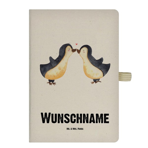 Mr. & Mrs. Panda DIN A4 Personalisiertes Notizbuch Pinguin Liebe