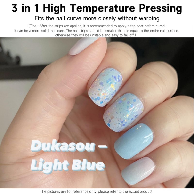 DUKASOU Semi Cured Gel Nail Strips, 28 pcs Gel Nail