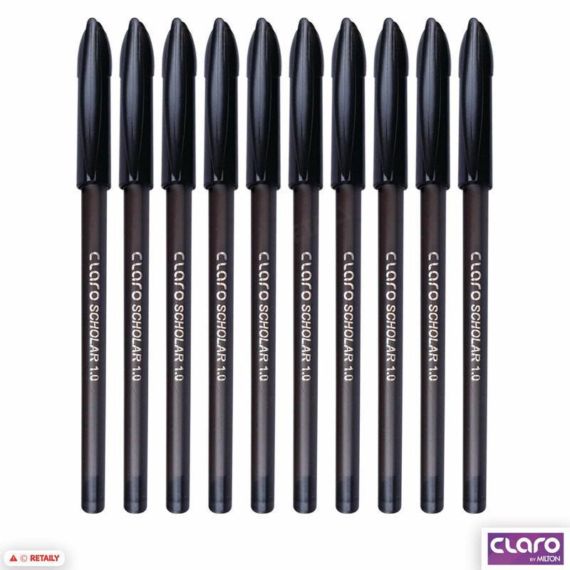 CLARO Scholar Ballpoint Pens, BLACK, Medium Point (1.0mm), Pack of