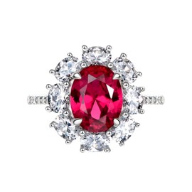 Michooyel 2ct Created Sapphire Ruby Engagement Ring Women's Promise Ring Silver 925 Wedding Ring Band Cubic Zirconia Oval Cut, Gemstone