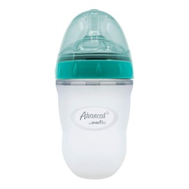 Evenflo Advanced Biberón Soft & Natural, Silicón, Color Teal/Turquesa, 240ml, 8 Oz, Mamila de Flujo Medio, Válvula Anticólicos