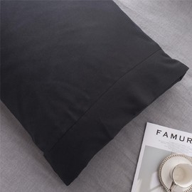 Microfiber Queen Bed Pillowcases 2 Pack, Super Soft Bed Pillow Covers Envelope Closure, Wrinkle, Fade and Stain Resistant, 20x30, Black