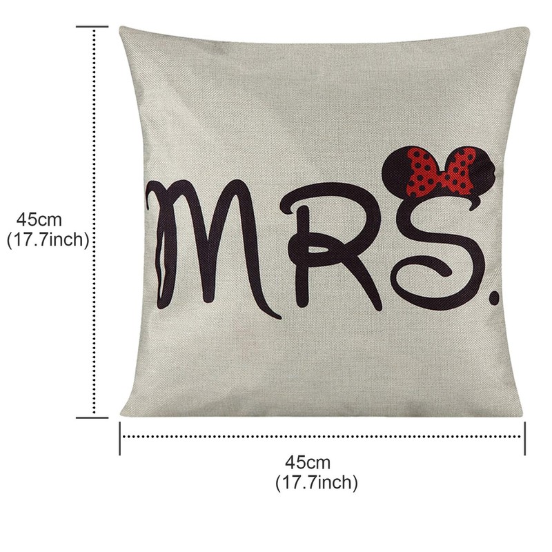 2 Pcs Mr and Mrs Funny Mouse Cushion Cover Durable