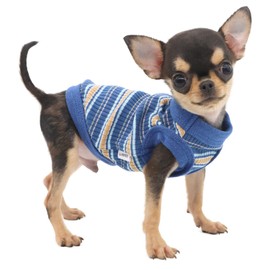 LOPHIPETS 100% Cotton Rib Dog Shirt Vest for Small Dogs Teacup Chihuahua Yorkie Puppy Clothes Tank Tee-Blue/XXS