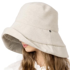 L o o & c Women's Hat, Large Size, Wide Brim, Cooling Sensation, Retro Bucket Hat, Cute & Playfully Oversized, Full Light Blocking, UV Protection, Spring, Summer, Foldable, Chin Strap Included