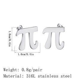 Hollow Pi Symbol Shaped Earring Pi Stud Earrings for Women Men Hollow Math Jewelry Gift (silver)