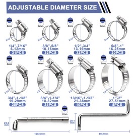 Hose Clamp Assortment- Vesmikit 180 PCS Stainless Steel Hose Clamps Kit 1/4"–2"(6-51mm) Worm Gear Clamps for Fuel Line, Plumbing, Automotive, Mechanical Applications, Pipe, Tube, Radiator, Garden