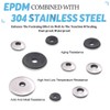 Glarks 320Pcs Stainless Steel Neoprene Backed EPDM Bonded Sealing Washers