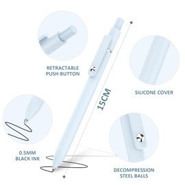 KIKISML Gel Pens, Gel Ink Rollerball Pen 5 Pcs 0.5mm Black Ink Pens Fine Point Smooth Writing Push Button Durable Clip Quick Dry for Office School Home Women Men Writing Diary Drawing Sketching