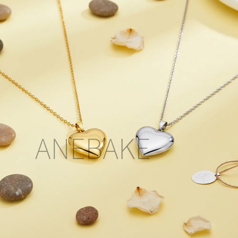 Anebake 2pzs Collar Dije Corazón Para Parejas Fotos Acero Inoxidable,regalos