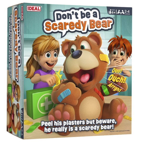 IDEAL | Don't be a Scaredy Bear: The plaster pulling teddy bear game- peel his plasters but beware, he really is a scaredy bear! | Kids Games | For 2-4 Players | Ages 4+