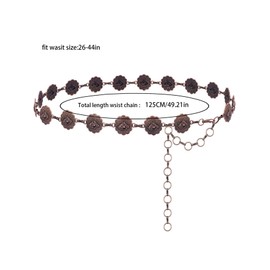 M CNBOME Vintage Bronze Western metal Concho Belt for Cowgirl and Women With Dangle Chain