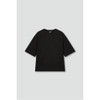 JAJU Women's Cotton Loose Fit 5-Button T-Shirt_Black
