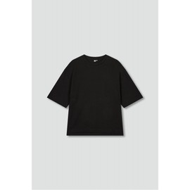JAJU Women's Cotton Loose Fit 5-Button T-Shirt_Black