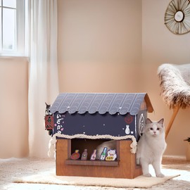 CAROCC Happy Paws Cat Tent for Indoor Cats, Kitty shelter for Cat Bed and Dog Bed Small, Large Sturdy Cat Furniture Condo Cave House, Easy to Assemble Pet