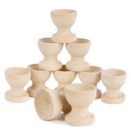BOFUNX Pack of 10 Wooden Egg Cups for Painting, Easter Egg Stand, Egg Holder for Children, Crafts, Breakfast Cups, Easter Gifts, Easter Decoration