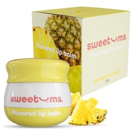 Sweetums Bálsamo labial de piña con aceite de vitamina E - Tratamiento labial hidratante y mascarilla reparadora durante la noche - Cuidado de labios vegano con espejo integrado y aplicador - Acabado brillante para labios secos y agrietados - 0.15 onzas